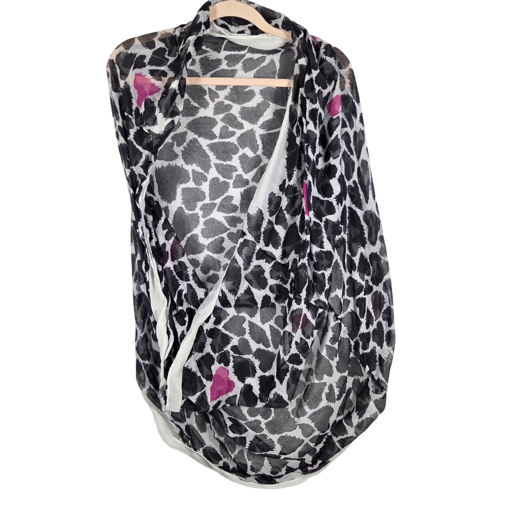 Natasha Infinity Scarf Womens OS Black Trendy Pink Heart Leopard Print Accessory